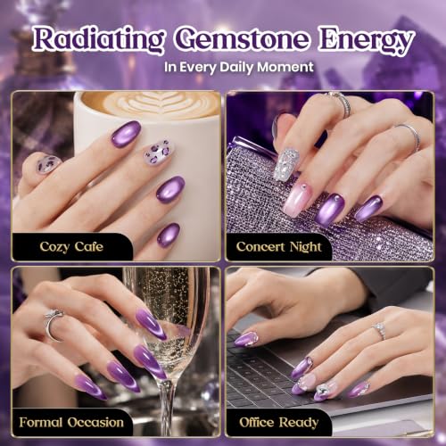 Image of Beetles Purple Glass Cat Eye Gel Polish, Amethyst Shimmer Nail Gel