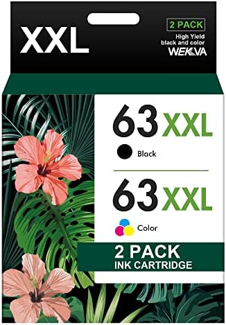 63XL Ink Cartridges Combo Pack Replacement for HP Ink 63 63XL Ink Works with HP OfficeJet 3830 4650 4655 5255 5258 5200 3833 Envy 4520 4512 DeskJet 1112 2130 3630 3633 Printer (1 Black,1 Tri-Color)