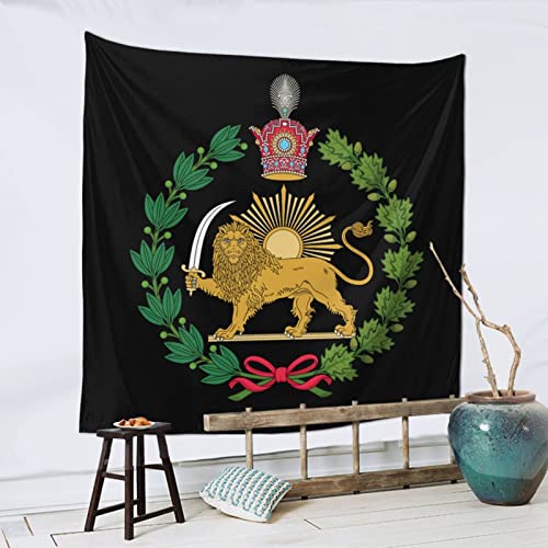 Whirose Persian Flag Iranian Lion Sun And Crown Iran Persia Tapestry Bedroom Living Room Dining Room Decoration Wall Hanging Hippie Boho Wall Hanging 59×59 Inch (150×150 Cm) #TOP2