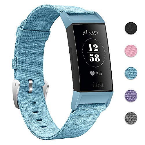 Joyozy Nylon Woven Bands Compatible with Fitbit Charge 3/4 and Charge 3 SE Replacement Accessory Straps Wristbands Bracelet Women and Men 5 Colors Avaiable