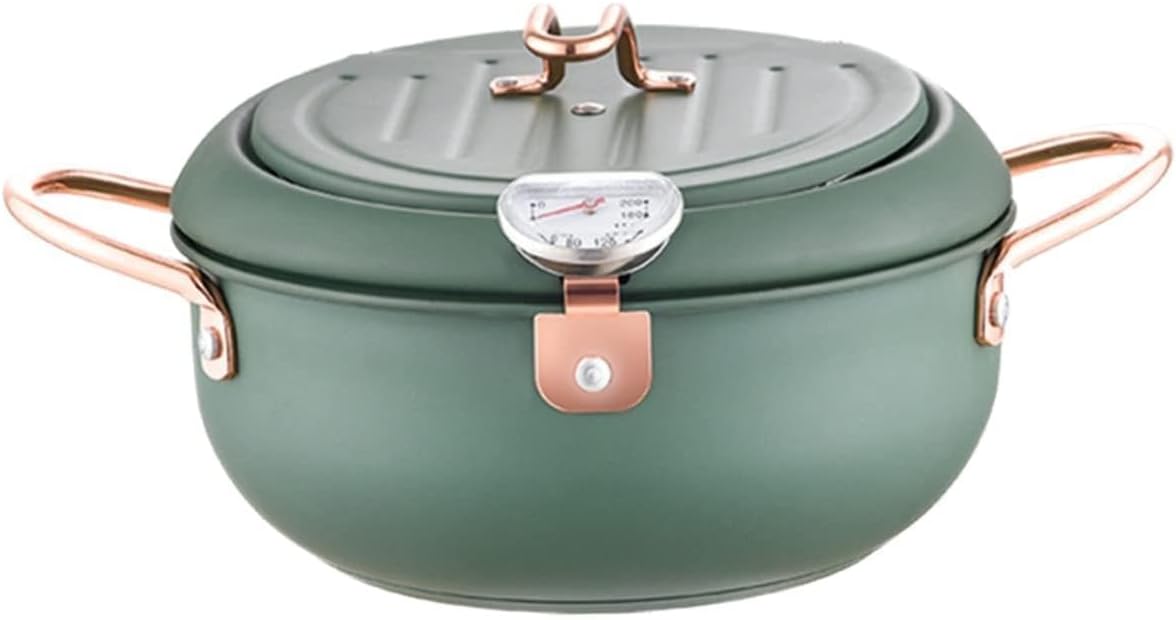 Japanese Style Stainless Steel Nonstick Frying Pan with Temperature Control and Oil Drainer Multifunctional Portable Deep Fryer Pot for Home Kitchen Use