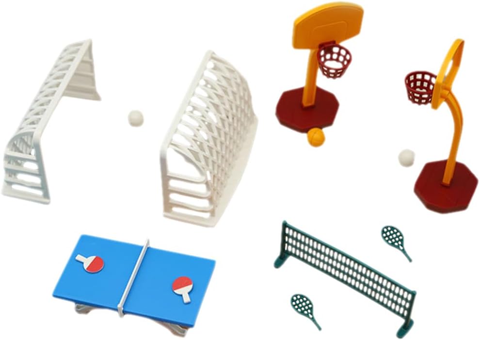 Doll House Accessories Table Tennis Bat Dollhouse Basketball Hoop Table Tennis Set Miniature Fun Sports Novelty Ball Bats Accessories Equipment