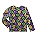 Aflyko Mardi Gras Boys' Rash Guard Shirts Fleur De Lis Glitter Zigzag Swim Shirt 3-12T