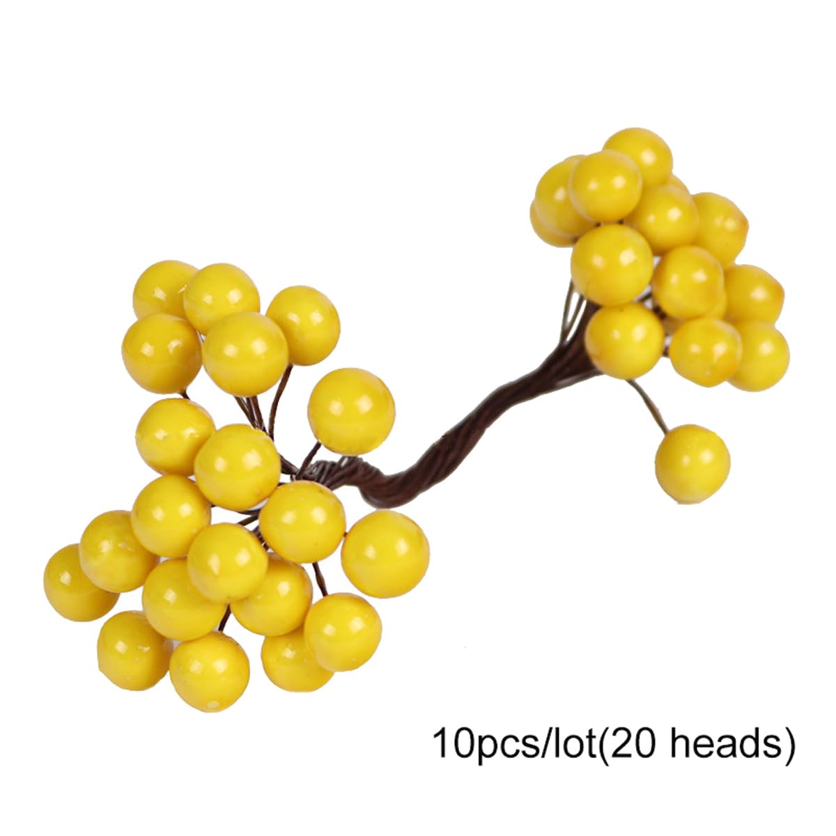 homeemoh Fake Berries Bunch Yellow Artificial Berry 10pcs Fake Berries on Wired Stem Artificial Berry Flowers for Floral Arrangement, Table Centerpiece, Home Decoration
