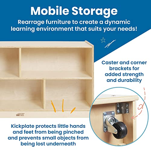 Ecr4Kids Multi-Section Mobile Storage Cabinet, Classroom Furniture, Natural #TOP5