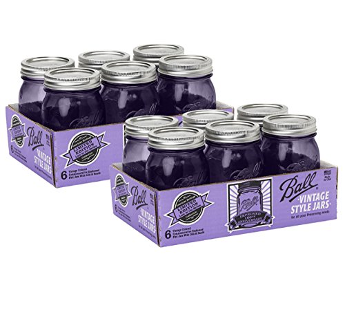 Ball Jar Ball Heritage Collection Pint Jars with Lids and Bands, Purple (Pint-Set of 12, Purple)