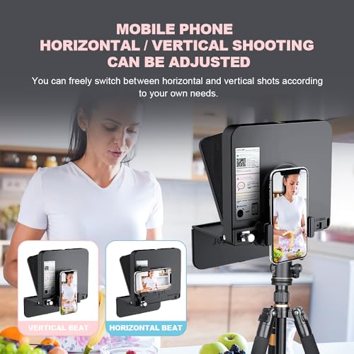 Image of LENSGO Portable Teleprompter for Phone, Mini Teleprompter with Remote Control Compatible with iPhone & Android for Online Teaching Vlog Live Streaming Interview, Fold in One Sec