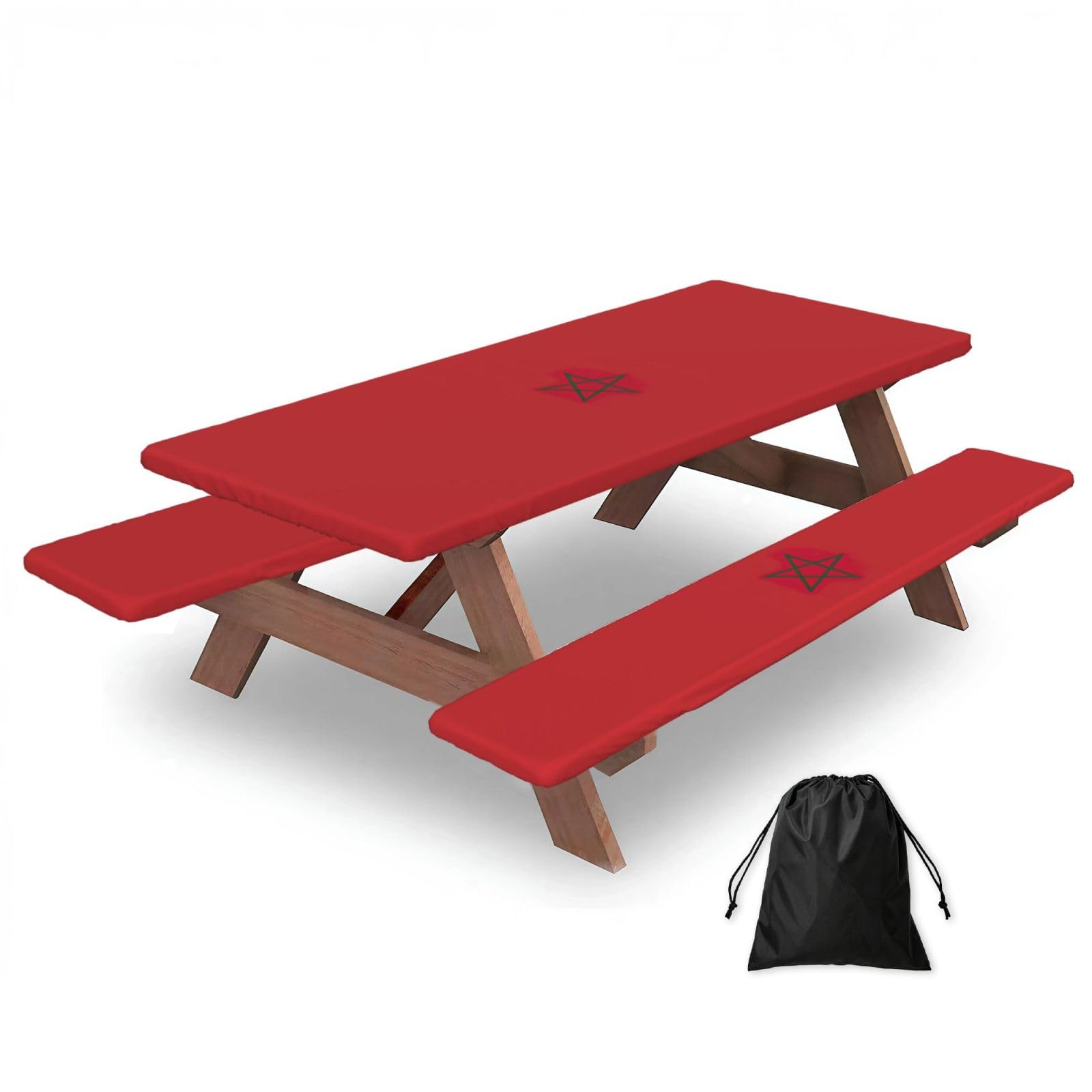 PPHGUT Flag Of Morocco Print Picnic Table Bench Cover Set Outdoor Garden Bbq Protector For Family Camping