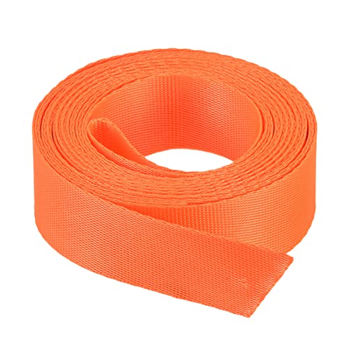 MECCANIXITY Flat Nylon Webbing Strap 1 Inch 4 Yards Bright Orange for Backpack Cargo Strap Luggage-rack