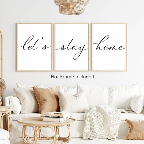 LUHDFYS Let'S Stay Home Sign Positive Life Quotes Lets Stay Home Wall Decor Modern Minimalist Text Wall Posters Art Canvas Painting For Bedroom Decor Wall Art Unframed
