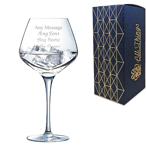 Personalised Engraved Crystal Gin Glass Sublym Gin Glass 600ml or 21oz Gift Boxed Lead Free Customise with Any Message Engraved in The UK