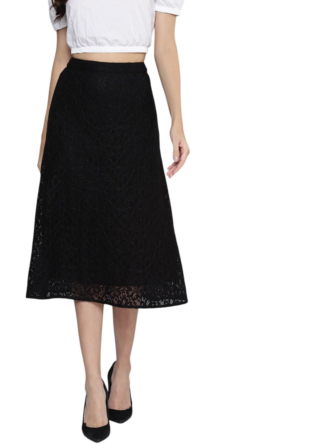 sassafras Black Lace A-Line Skirt-picture-33