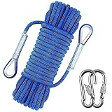 ENJOHOS Profi Nylon Kletterseil, 8mm Sicherheitsseil mit Karabiner Tragegewicht 950kg für Wanderung Bergsteigen Outdoor Sport Camping Höhlenforschung (Dark Blue 10m)