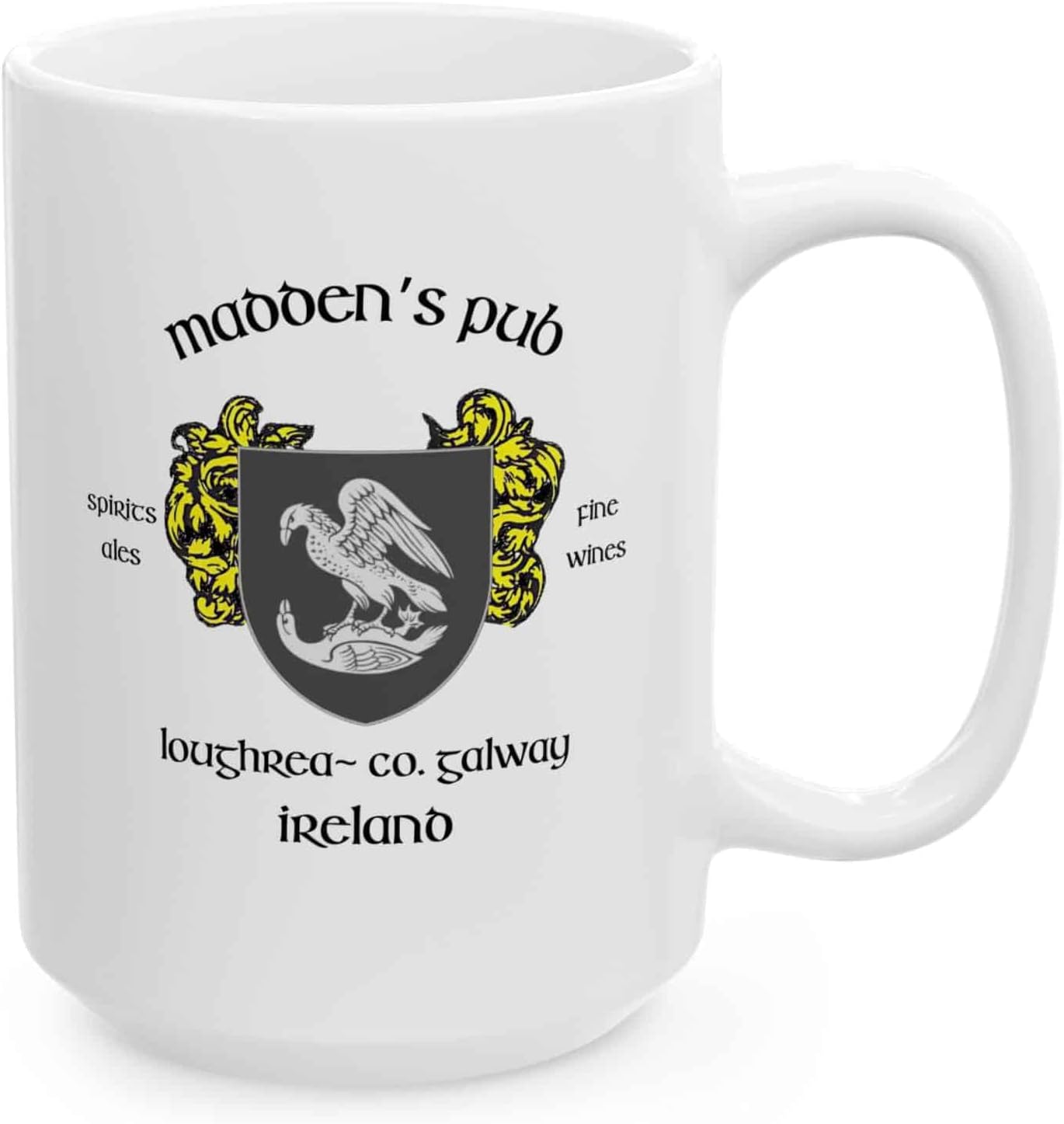 Irish Pub Coffee Mug and Tea Cup from Over 100 Irish Bars featuring Family Crest and Coat of Arms Designs - Set of 4 Mugs (Madden's Pub)
