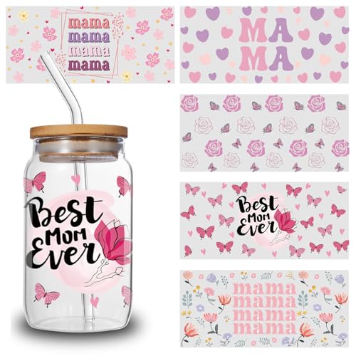 UV DTF Cup Sleeves - 5 Cartoon Theme UV DTF Cup Sleeves, Colorful UVDTF Decals, Waterproof Personalized Glass Transfer Stickers, DIY Wooden Crafts for Bottle and Cup Decoration by Quyioo - Used condition - US$8.72