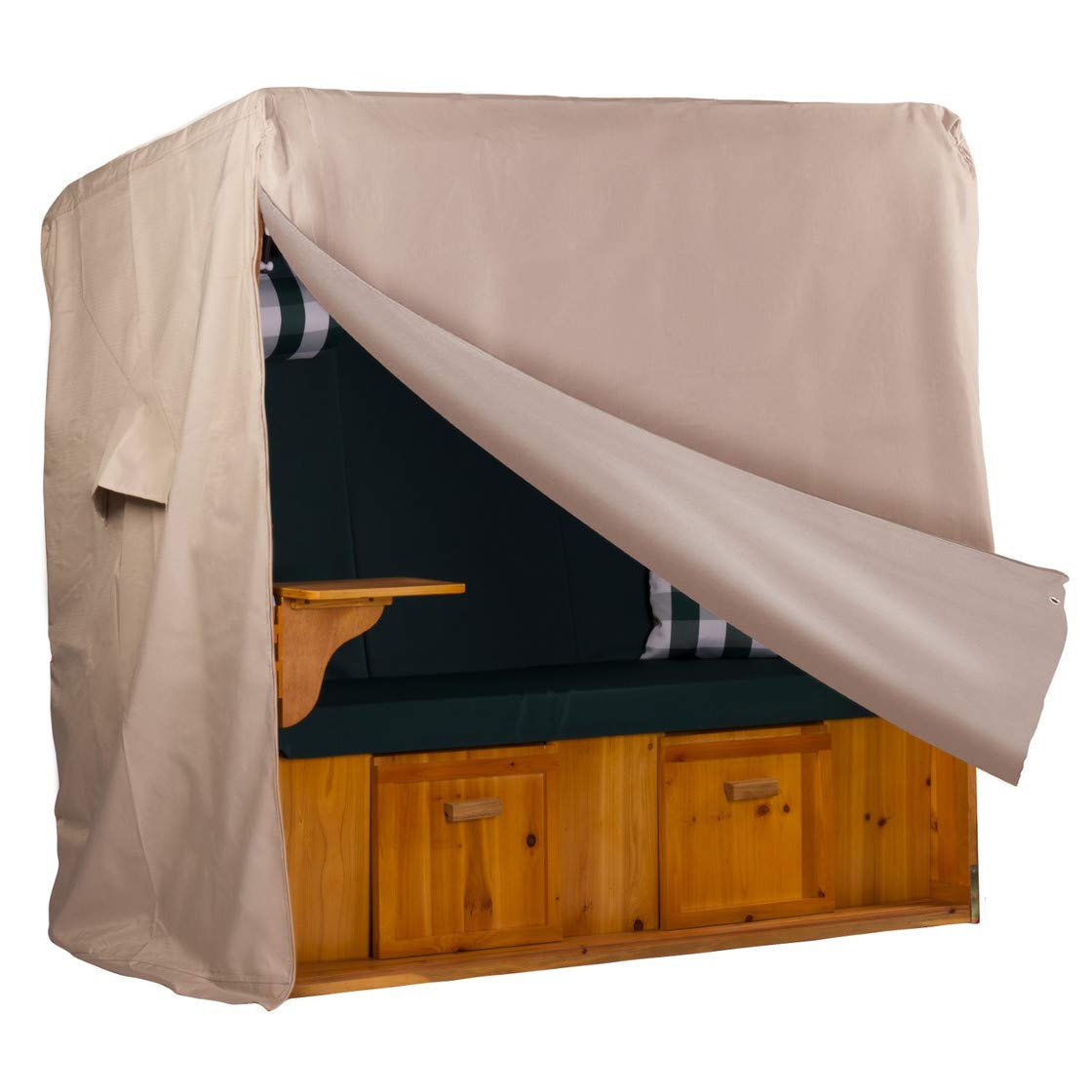 WEBAVITA - Strandkorb Schutzhülle | Größe XL - 155cm | Wetterfeste Strandkorbhülle Oxford 600D in beige| wasserdichte Abdeckhaube mit UV-Schutz