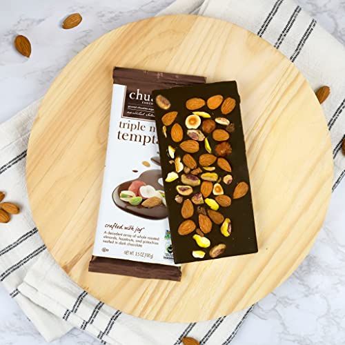Chuao Chocolatier Triple Nut Temptation Dark Chocolate Bars | Gourmet Chocolate Roasted Nuts European No Preservatives | For Gift Baskets, Christmas, Valentines Day, Gifts For Women, Men, Birthday, Thank You, Care Package | 3 Pack #TOP6