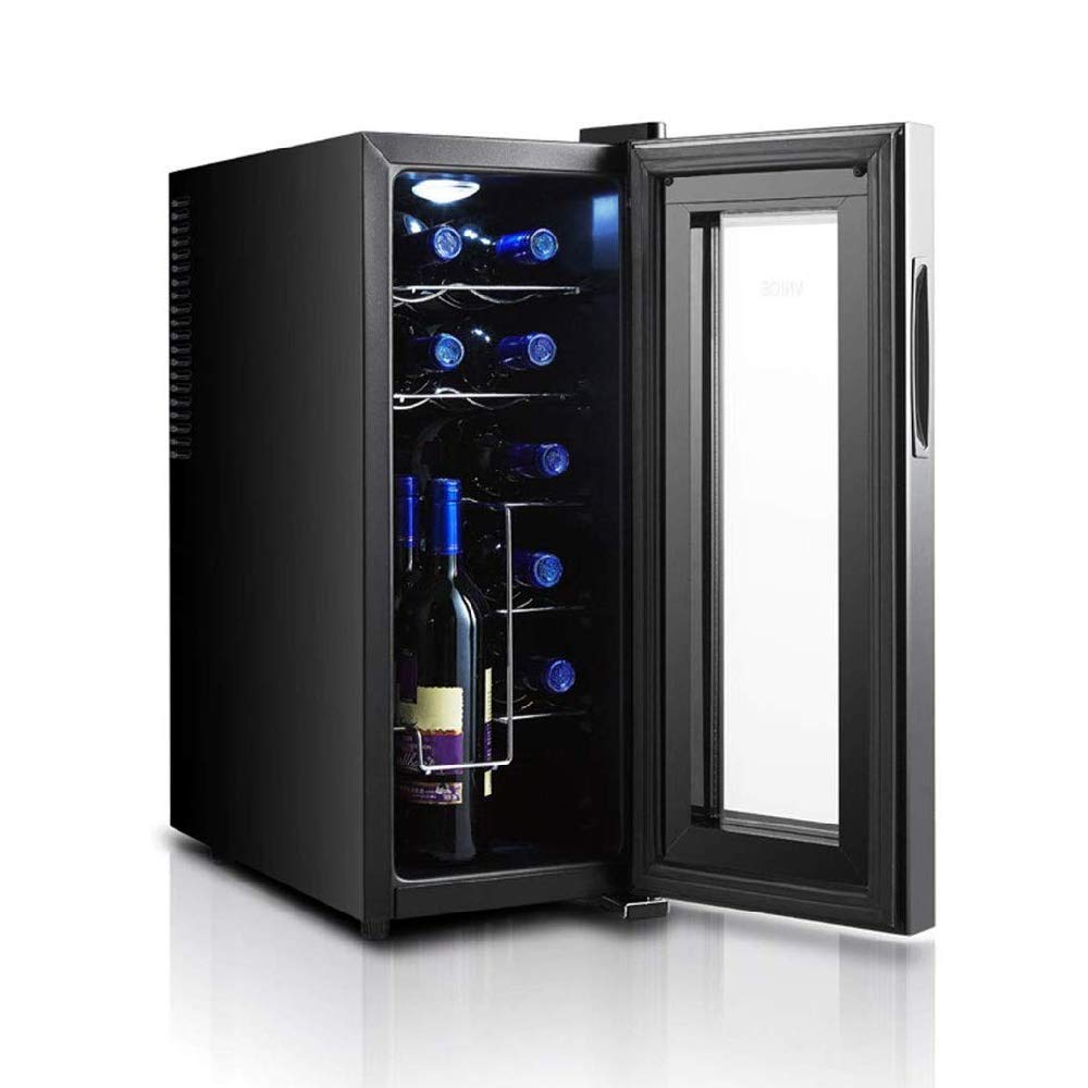 LJLZXPBUS 12 Bottles of Wine Cooler,Quiet Running Thermoelectric Wine Refrigerator Freestanding Wine Cooler Touch Screen Digital Temperature Display