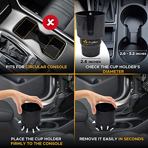 Econour Cup Holder Expander For Car To Keep Hydro Flasks (32/40 Oz), Flasks (40 Oz 50/50) & Water Bottles | Large Cup Holder Extender Holder For Car To Carry Drinks | Detachable Car Coffee Mug Adapter #TOP6