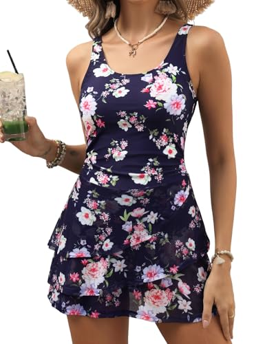 Image of CiCiBird Women One Piece Tummy Control Swimsuit Modest Swim Dress Bathing Suit Skirt Swimwear