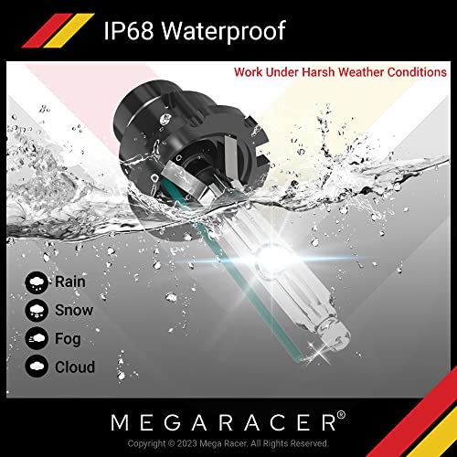 Mega Racer D4S Hid Bulb 8000K Ice Blue D4S/D4R Xenon Hid Bulbs For Low Beam High Beam Replacement Bulbs, 35W Metal Stents Base 12V Ip68 Waterproof, Pack Of 2 #TOP4