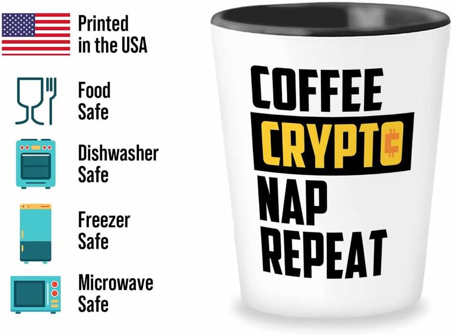 Trader Shot Glass 1.5oz - Coffee Nap Repeat - Trader Broker Gift Investing Financial Adviser Trading Planner Market Day Digital Currency
