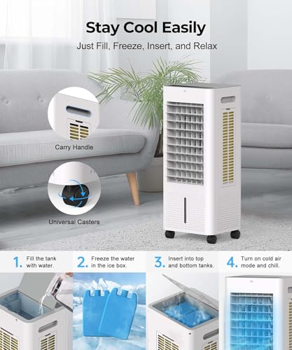 image for PNTCK Evaporative Air Cooler with Remote & Timer, 2200+ CFM Portable F