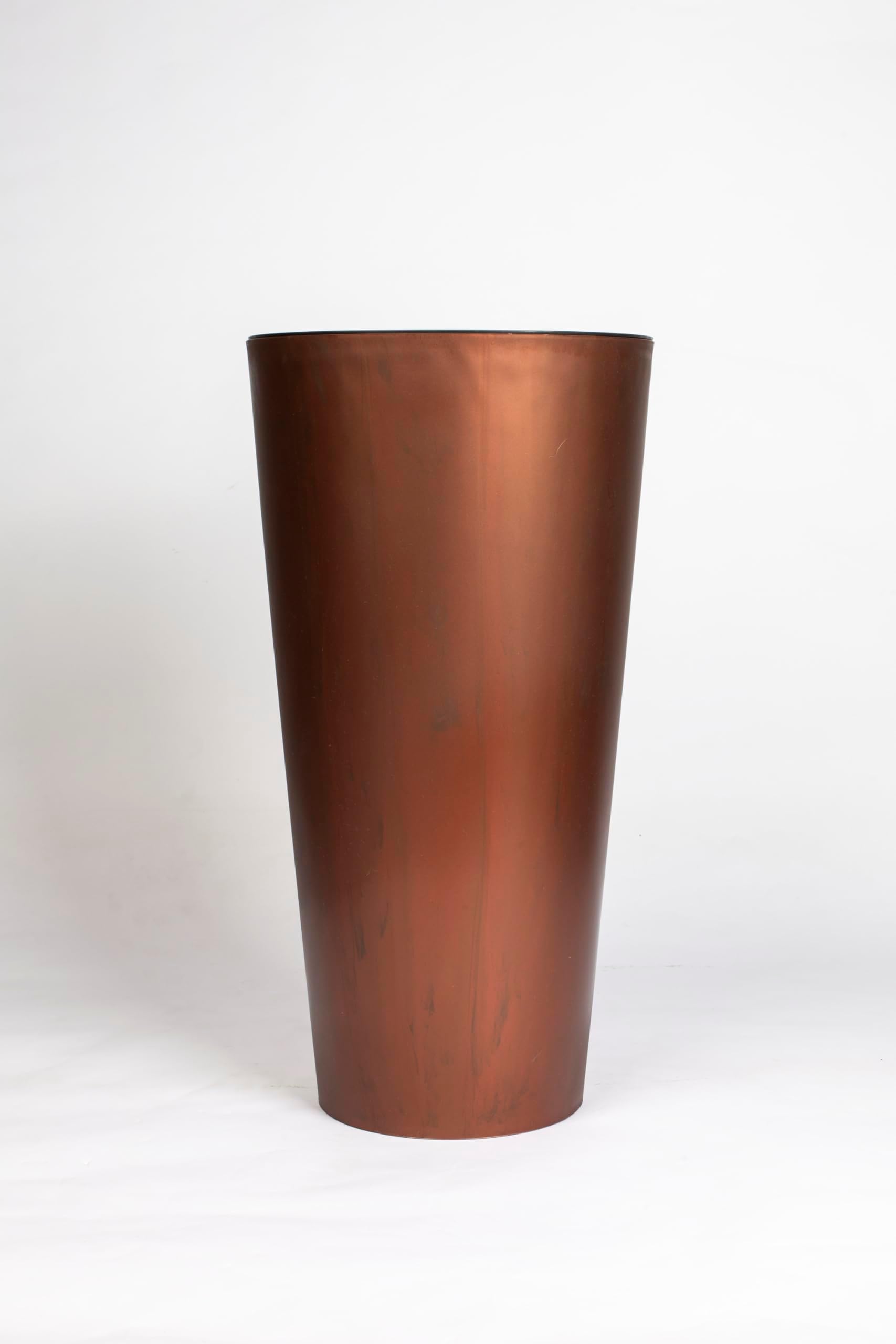 Planters Pride Cyclone 57cm Tall Plastic Flower Pot, Copper Effect | 15/27L Weather-Resistant Large Indoor/Outdoor Planter with Insert & Drainage | Round Houseplant & Patio Pot for Flowers/Small Trees