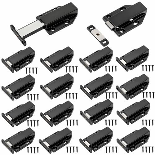 Tebery 16 Pack Magnetic Cabinet Door Latch, Heavy Duty Drawer Lock Catches, Push to Open Cabinet Hardware Kit, Kitchen Door Easy Release Hidden Latches for RV, Cupboard, Wardrobe, Glass Cabinets