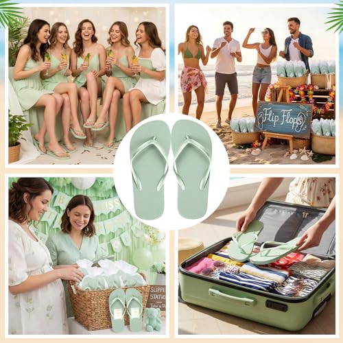 Image of Unittype Flip Flops Bulk for Wedding Guest Slippers Wedding Flip Flops with Cards Bags for Pool Beach Party