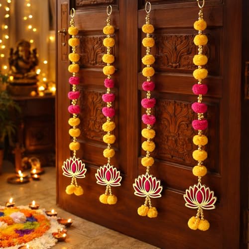 Traditional Lotus Pompom Wall & Door Hanging Handmade Latkan for ...