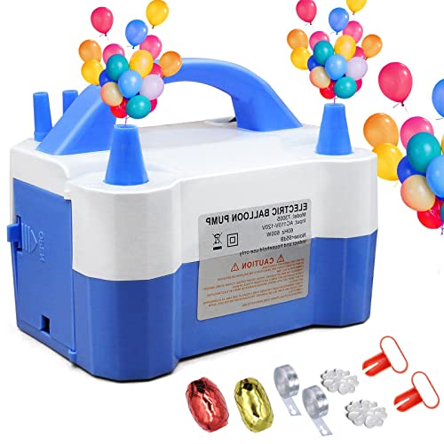 OBEST 風船インフレータ エアポンプ 電動エアーポンプ 風船空気入れ ポータブル電気気球送風機ポンプ 電線コード内蔵 風船用自動送風機 2送風口 2個同時送風　結婚式 誕生日 子供会 イベント パーティー バルーンエアポンプ