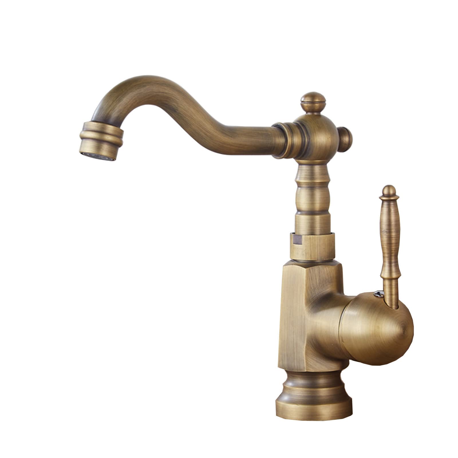 Robinet de cuisine en laiton antique au charme d'antan pour évier