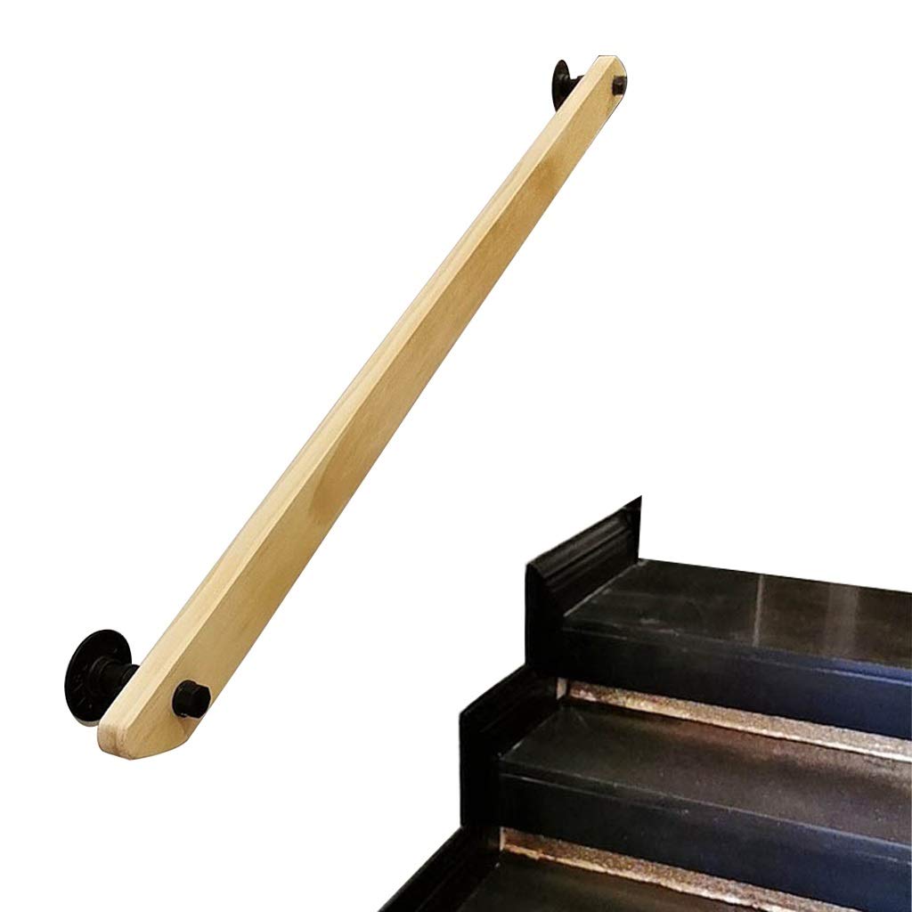 Main courante 120 cm en fer noir avec supports pour escalier de loft