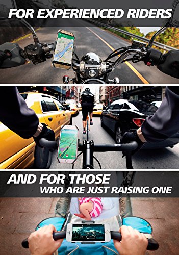 Image of Bike & Motorcycle Phone Mount - For iPhone 16 (15, Xr, SE, Max /Plus), Galaxy S22 or any Cell Phone - Universal ATV, Mountain & Road Bicycle Handlebar Holder. +100 to Safeness & Comfort