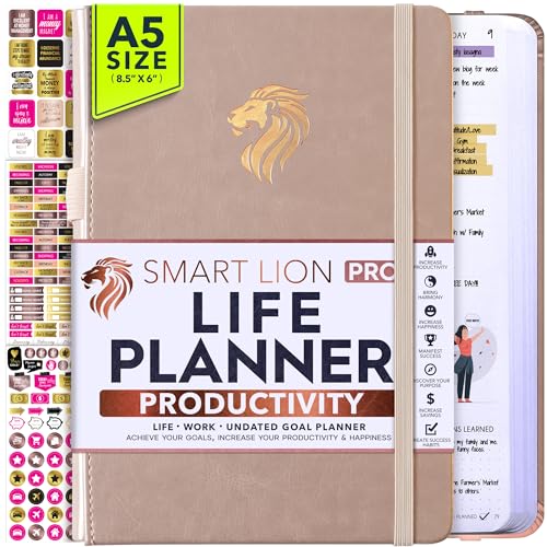 Image of Life Planner - Undated Daily, Weekly & Monthly Planner with Budget Section | A 12 Month Journey to Increase Productivity & Happiness | Life Organizer & Gratitude Journal - Horizontal Format