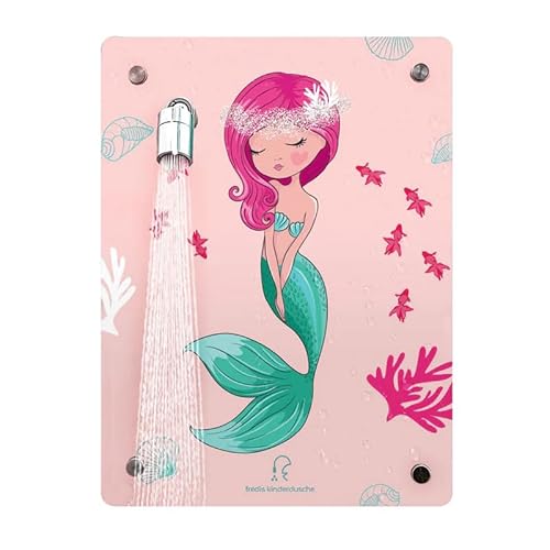 Fredis Kinder Dusche mit Motiv Meerjungfrau, Flexible Duschwand mit Duschkopf, 2 verschiedene Strahlarten