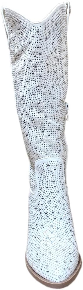 ABSOLEX Women Western Cowgirl Cowboy Pointed Toe Rhinestone Knee High Boots - 第 21/64 張圖片