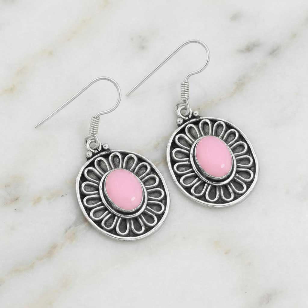 Lapis, Carnelian, Turquoise, Rose Quartz Oval Handmade Drop Dangle Earring 925 Sterling Silver Plated Boho Natural Gemstone Jewelry For Women