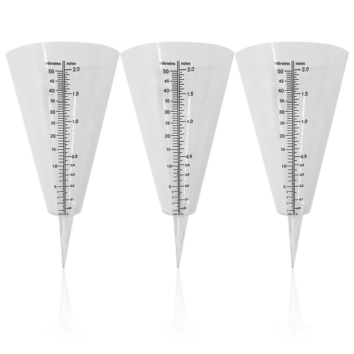 3 Stück Regenmesser Mit Klarer Skala Kegelförmiger Regenmessbecher Transparent Mit Erdspieß Für Garten Und Outdoor Wetterbeständig Kunststoff