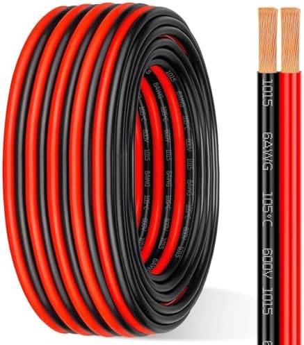 6 Gauge Wire 5FT 2 Conductors Copper Wire, 6/2 awg Oxygen Free Copper Wire for Battery, Solar Panel,Car Audio,Amplifier,Automotive, Trailer,RV(6Gauge 5FT)