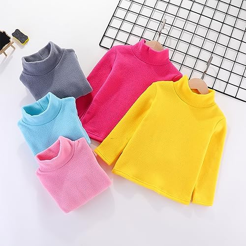Mud Kingdom Camisetas de lã infantis de gola alta macias unissex, Laranja, 5