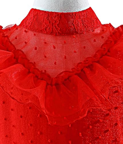 Disfraz Lydia Deetz fiesta navideña rojo gótico niña miniatura 3