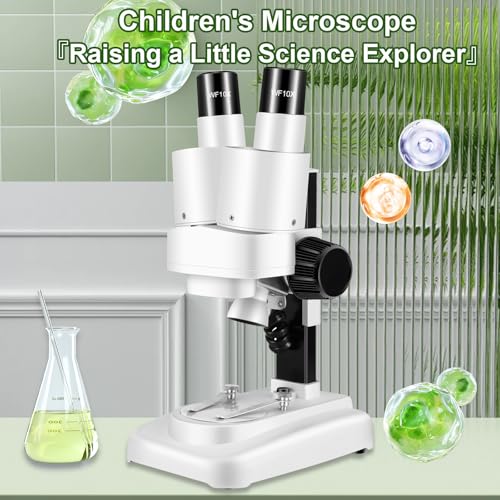 Image of Portable Stereo Microscope - 20x-50x Magnification, Wide Angle Eyepieces, Reversible Black /White Table Plate, for Kids 8-12