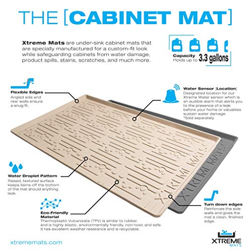 Xtreme Mats Under Sink Bathroom Cabinet Mat, Pick Your Size, 34" x 19", Waterproof Cabinet Protector Liner, CMV-36-BEIGE - Thumbnail 7
