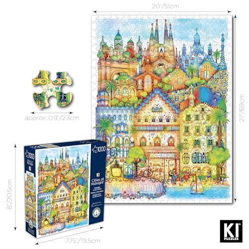 Puzzle Reto Hard & Challenging 1000 piezas para adultos – Barcelona de noche por Madalina Tantareanu – Incluye Sagrada Familia, Park Güell, Casa Batlló – Dificultad Alta 27x20 miniatura 4