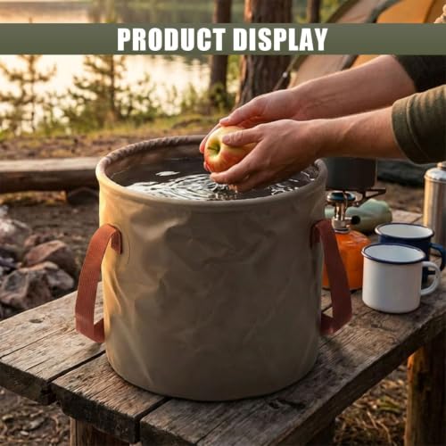 Image of Water Bucket 20L | Foldable Waterproof PVC Bucket | Portable Water Storage for Camping, Fishing, Gardening, Trekking & Home (20 Liter Brown)