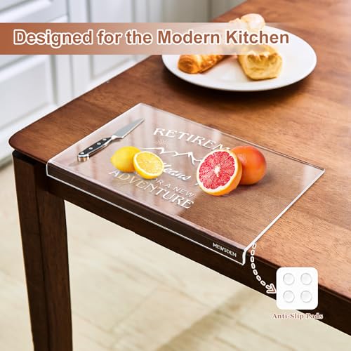 Engraved Acrylic Cutting Board with Counter Lip - Retirement Gifts for Woman Men Clear Counter Protector Kitchen Decor Happy Retirement Gifts for Teachers Mom Dad Coworker Boss Friends Retirees — view 5