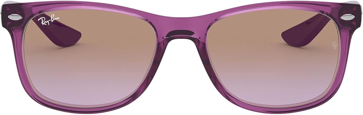 Ray-Ban Junior Kids' RJ9052SF New Wayfarer Asian Fit Square Sunglasses, Transparent Fuchsia/Violet Gradient Brown, 50 mm : Clothing, Shoes & Jewelry