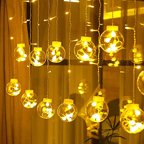 Image of URM Enterprises Decorative Wish Ball Orbs Led Curtain Lights for Diwali Christmas Wedding,2.5 M,Globe Curtain Lights (Pack of 1) Warm White Light (Plastic),98.42 inches(Wish Ball)